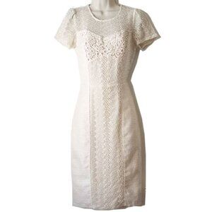 Champagne & Strawberry Lace Crochet Mesh Dress S Fitted Lined